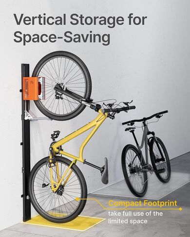 Montek Officatic Lift ebike Rack-يناسب إطارات 24-29 "، رف الجدار الرأسي الشاق للدراجات (تصل إلى 71 رطلاً)-رفع الجهد ، وتثبيت سهلة-تخزين لتوفير الفضاء للمرآب ، سقيفة ، بو ، بو in Saudi Arabia