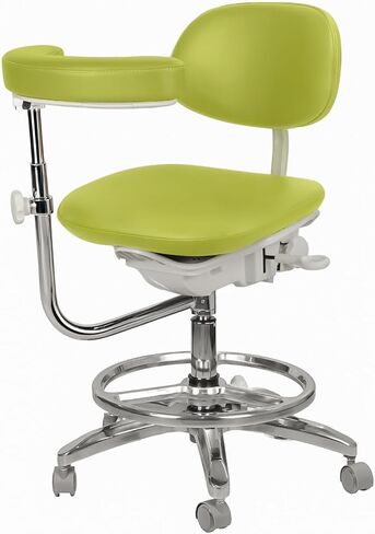 XUX Medical Ergonomic Dental Dynamic Seat Chair Doctor Stool Microfiber Leather with Foot Control 360° Rotation Armrest Parrot in Kuwait