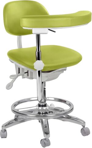 XUX Medical Ergonomic Dental Dynamic Seat Chair Doctor Stool Microfiber Leather with Foot Control 360° Rotation Armrest Parrot in Kuwait