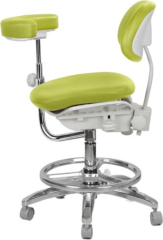 XUX Medical Ergonomic Dental Dynamic Seat Chair Doctor Stool Microfiber Leather with Foot Control 360° Rotation Armrest Parrot in Kuwait