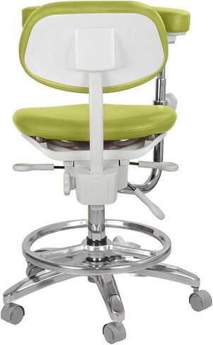 XUX Medical Ergonomic Dental Dynamic Seat Chair Doctor Stool Microfiber Leather with Foot Control 360° Rotation Armrest Parrot in Kuwait