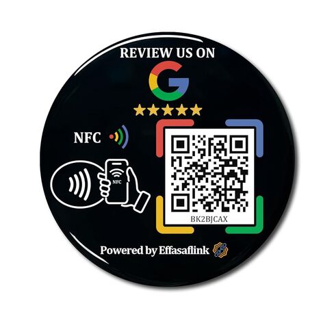 بطاقة epoxy sticky مع رمز NFC Chip & QR - متوافق مع صفحة Google Business لمراجعات العملاء ، وزيادة مراجعات الشركات ، والضرورية للأعمال التجارية الصغيرة ، وأجهزة iPhone & Android (White -1 Card) in Kuwait
