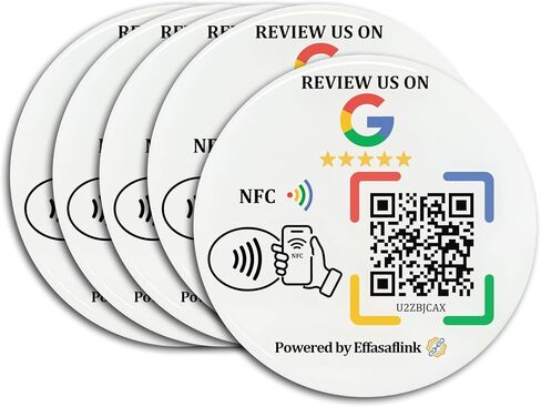 بطاقة epoxy sticky مع رمز NFC Chip & QR - متوافق مع صفحة Google Business لمراجعات العملاء ، وزيادة مراجعات الشركات ، والضرورية للأعمال التجارية الصغيرة ، وأجهزة iPhone & Android (White -1 Card) in Kuwait
