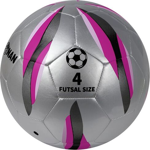 Low Bounce Futsal Ball Size 4, Professional Indoor Soccer Ball with Reinforced Stitching & TPU Cover for Training, Games, Competition - Durable Design for Youth and Adults (Color: Silver/White) in Saudi Arabia