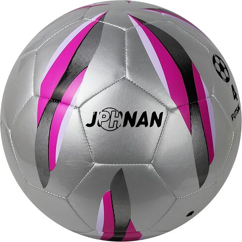 Low Bounce Futsal Ball Size 4, Professional Indoor Soccer Ball with Reinforced Stitching & TPU Cover for Training, Games, Competition - Durable Design for Youth and Adults (Color: Silver/White) in Saudi Arabia