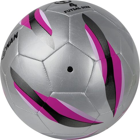 Low Bounce Futsal Ball Size 4, Professional Indoor Soccer Ball with Reinforced Stitching & TPU Cover for Training, Games, Competition - Durable Design for Youth and Adults (Color: Silver/White) in Saudi Arabia