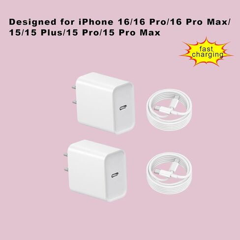 2 Pack USB C Charger Fast Charging,20W Type C Fast Charger, Wall Charger for iPhone 16/16 Pro/16 Pro Max/15/15 Plus/15 Pro/15 Pro Max, iPad Pro/Mini in Saudi Arabia