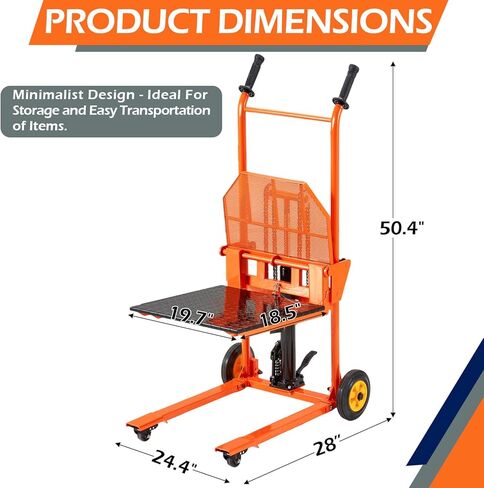 AECOJOY Material Lift Winch Stacker, Hydraulic Lift Table Cart 500 Lbs Capacity, 32" Max Lift Height, Pallet Truck Jack with Lockable Swivel Casters – Ideal for Warehouse, Workshop and Garage Use in Kuwait