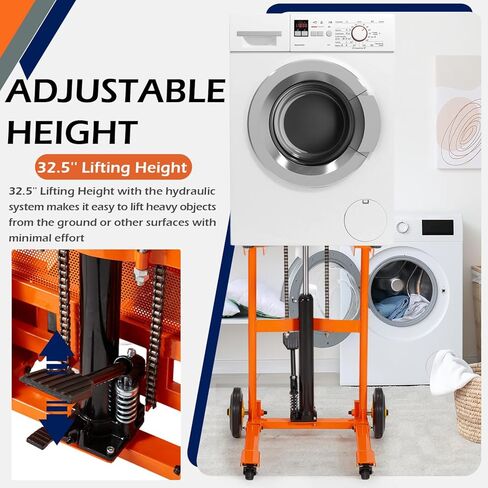 AECOJOY Material Lift Winch Stacker, Hydraulic Lift Table Cart 500 Lbs Capacity, 32" Max Lift Height, Pallet Truck Jack with Lockable Swivel Casters – Ideal for Warehouse, Workshop and Garage Use in Kuwait