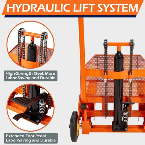 AECOJOY Material Lift Winch Stacker, Hydraulic Lift Table Cart 500 Lbs Capacity, 32" Max Lift Height, Pallet Truck Jack with Lockable Swivel Casters – Ideal for Warehouse, Workshop and Garage Use in Kuwait