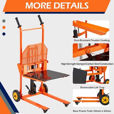 AECOJOY Material Lift Winch Stacker, Hydraulic Lift Table Cart 500 Lbs Capacity, 32" Max Lift Height, Pallet Truck Jack with Lockable Swivel Casters – Ideal for Warehouse, Workshop and Garage Use in Kuwait