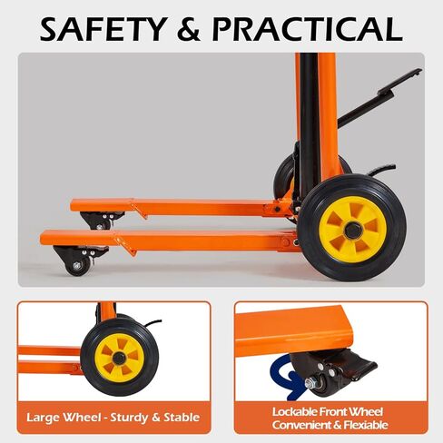 AECOJOY Material Lift Winch Stacker, Hydraulic Lift Table Cart 500 Lbs Capacity, 32" Max Lift Height, Pallet Truck Jack with Lockable Swivel Casters – Ideal for Warehouse, Workshop and Garage Use in Kuwait