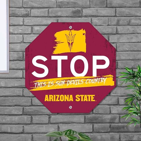 Fanmats 48237 University of Miami Metal Stop Sign | برتقالي | 18 "x18" | الشعار الأساسي مع هذا هو بلد الأعاصير in Kuwait