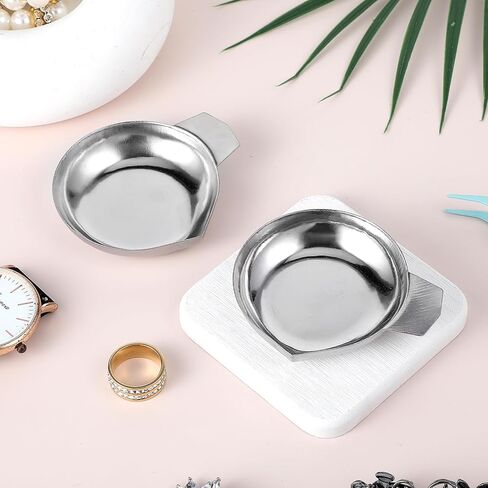 2Pcs Weighing Powder Pan, Mini Counter Scale Stainless Steel Reloading Scale Pans Pan for Powder Dispenser, Weighing Dishes Powders Measuring Pans for Jewelry Liquid Powders Lab Supplies in Kuwait