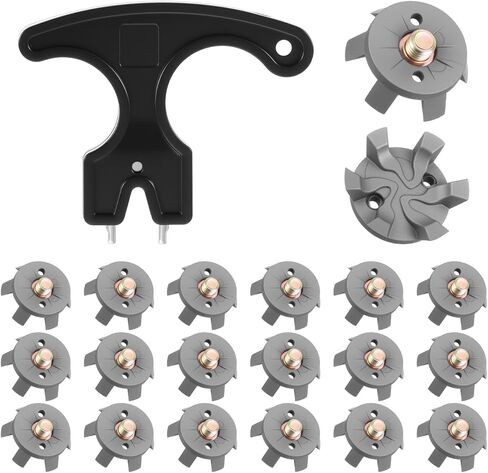 21PCS Golf Spikes Set Includes 20PCS Soft Golf Shoe Spikes Replacement and Black Cleats Spanner, Metal Thread Screw 6mm Dia Golfs Cleats Tool for Lawn Cricket Shoe Player Lover(Silver Grey) in Saudi Arabia