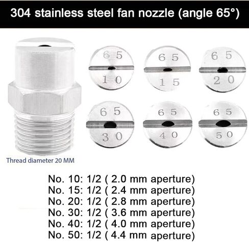 High Pressure Fan Nozzle, Flat Fan Nozzle 304 Stainless Steel 1/8-1/2 BSPT Male 65 Degrees Pack of 5 Or 10,10pcs(No.06: 1/8,5pcs) in Saudi Arabia