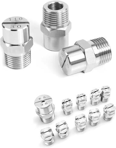 فوهة مروحة عالية الضغط ، حزمة فوهة المروحة ذات الضغط العالي من الفولاذ المقاوم للصدأ من 5 بأحجام متعددة وأحجام الخيط ، 65 درجة (1/4 خيط خارجي 12.5 مم ، 80 درجة) in Kuwait