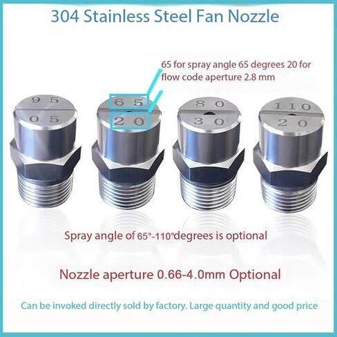 فوهة مروحة عالية الضغط ، حزمة فوهة المروحة ذات الضغط العالي من الفولاذ المقاوم للصدأ من 5 بأحجام متعددة وأحجام الخيط ، 65 درجة (1/4 خيط خارجي 12.5 مم ، 80 درجة) in Kuwait