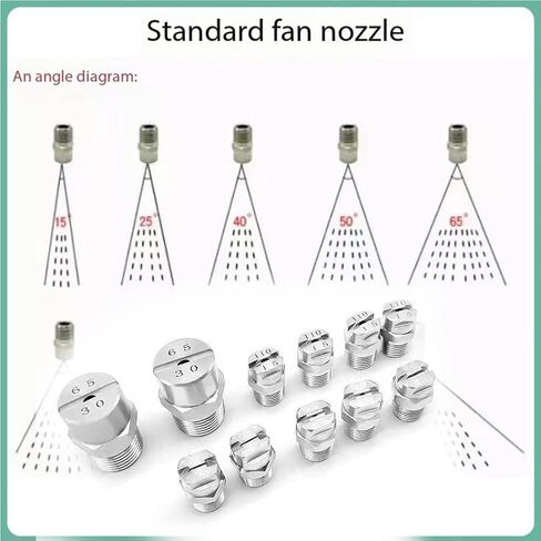 فوهة مروحة عالية الضغط ، حزمة فوهة المروحة ذات الضغط العالي من الفولاذ المقاوم للصدأ من 5 بأحجام متعددة وأحجام الخيط ، 65 درجة (1/4 خيط خارجي 12.5 مم ، 80 درجة) in Kuwait