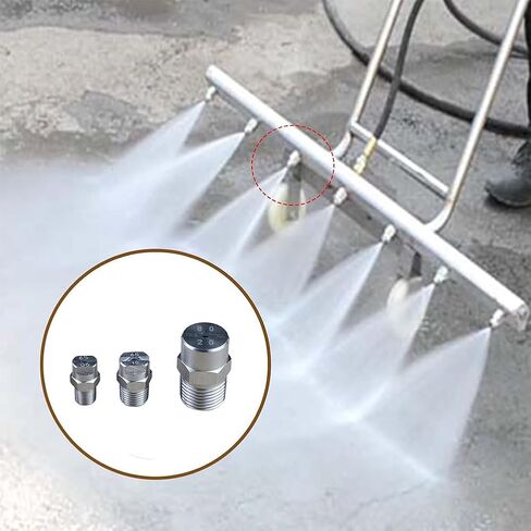 فوهة مروحة عالية الضغط ، حزمة فوهة المروحة ذات الضغط العالي من الفولاذ المقاوم للصدأ من 5 بأحجام متعددة وأحجام الخيط ، 65 درجة (1/4 خيط خارجي 12.5 مم ، 80 درجة) in Kuwait