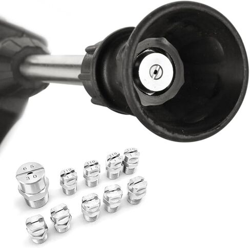 فوهة مروحة عالية الضغط ، حزمة فوهة المروحة ذات الضغط العالي من الفولاذ المقاوم للصدأ من 5 بأحجام متعددة وأحجام الخيط ، 65 درجة (1/4 خيط خارجي 12.5 مم ، 80 درجة) in Kuwait