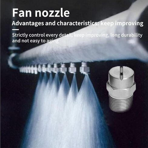 High Pressure Fan Nozzle, Flat Fan High Pressure Nozzle 304 Stainless Steel 65° 80° 95° 110° Pack of 10 1/8 Inch and 1/4 Inch External Thread,110°(1/8 External Thread 9.5mm,80°) in Saudi Arabia