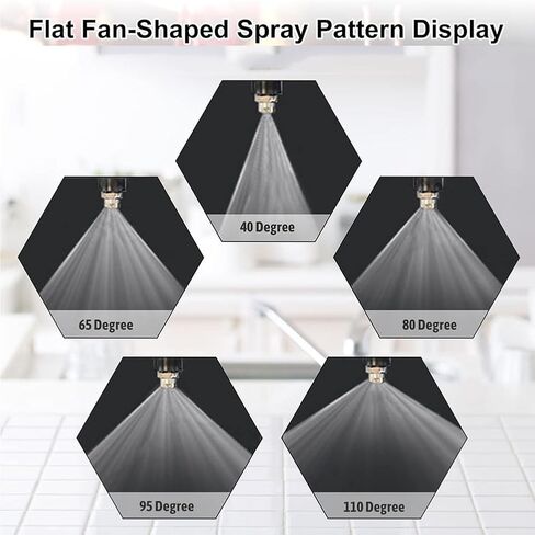 High Pressure Fan Nozzle, Flat Fan High Pressure Nozzle 304 Stainless Steel 65° 80° 95° 110° Pack of 10 1/8 Inch and 1/4 Inch External Thread,110°(1/8 External Thread 9.5mm,80°) in Saudi Arabia