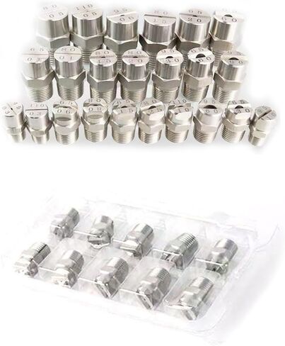 High Pressure Fan Nozzle, Stainless Steel Flat Fan Spray Nozzles 1/8 and 1/4 Thread Multiple Angles Pack of 5,110°(1/8 External Thread 9.5mm,65°) in Saudi Arabia
