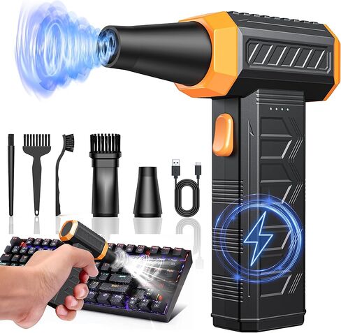 Compressed-air-Duster-Electric- 12,0000RPM -air Duster with LED Light, 3 Gear 7600mAh Rechargeable Jet Dryer Blower for Computer Keyboard Cleaner for car Jet Fan for car Dry in Saudi Arabia