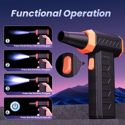 Compressed-air-Duster-Electric- 12,0000RPM -air Duster with LED Light, 3 Gear 7600mAh Rechargeable Jet Dryer Blower for Computer Keyboard Cleaner for car Jet Fan for car Dry in Saudi Arabia
