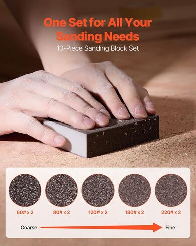 VEVOR Sanding Sponge, 4 Pcs, 60/80/120/220 Grit Assortment, Washable and Reusable Sanding Blocks for Dry & Wet Use, Coarse to Fine Sandpaper Blocks, for Polishing Drywall Wood Plastic Metal Furniture in Saudi Arabia