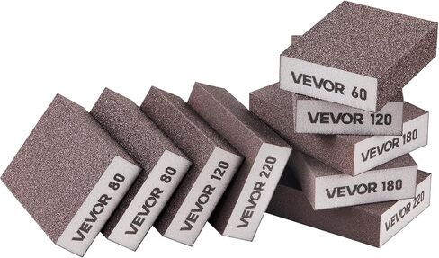 VEVOR Sanding Sponge, 4 Pcs, 60/80/120/220 Grit Assortment, Washable and Reusable Sanding Blocks for Dry & Wet Use, Coarse to Fine Sandpaper Blocks, for Polishing Drywall Wood Plastic Metal Furniture in Saudi Arabia