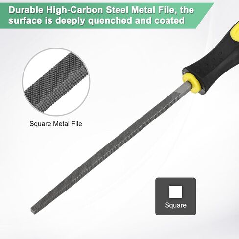 4-Pack Square Metal File 10 Inch, High Carbon Steel Diamond Hand W PVC Grip Handle for Wood/Metal/Ceramic/Glass/Stone/Jewelry/Tile/Model/DIY/Sharpening File in Saudi Arabia