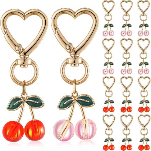 12 PCS Cherry Keychain Cute Bag Prescles keychain keycain stuff escors accessories car keyrings gifts for women mother's cherry party supplies in Saudi Arabia