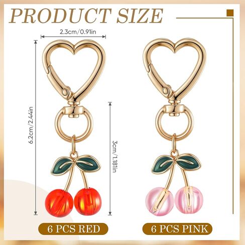 12 PCS Cherry Keychain Cute Bag Prescles keychain keycain stuff escors accessories car keyrings gifts for women mother's cherry party supplies in Saudi Arabia