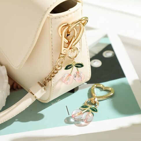 12 PCS Cherry Keychain Cute Bag Prescles keychain keycain stuff escors accessories car keyrings gifts for women mother's cherry party supplies in Saudi Arabia