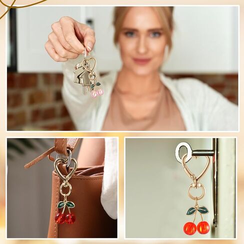 12 PCS Cherry Keychain Cute Bag Prescles keychain keycain stuff escors accessories car keyrings gifts for women mother's cherry party supplies in Saudi Arabia