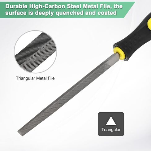 4-Pack Triangular Metal File 12 Inch, High Carbon Steel Diamond Hand W PVC Grip Handle for Wood/Metal/Ceramic/Glass/Stone/Jewelry/Tile/Model/DIY/Sharpening File in Saudi Arabia