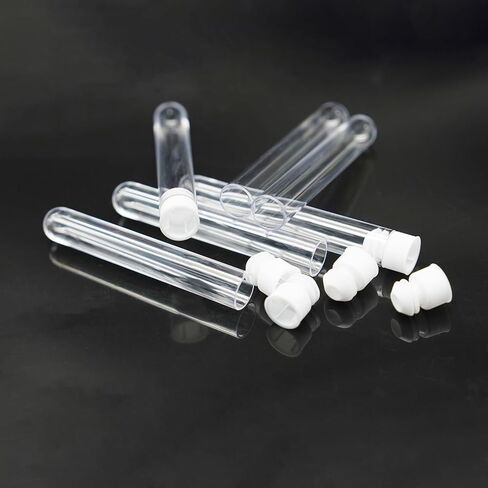 50 Pcs Plastic Clear Test Tubes with Rack, 16 x 100mm Test Tube with Caps and 50 Holes Tubes Rack Set for Scientific Experiments Candy Beads Liquid Spice Seed Storage Party Decorations in Kuwait