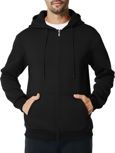 Mens Zip Up Hoodie Long Sleeve Fleece Casual Hooded Sweatshirts Athletic Full Zip Jacket with Pockets in Kuwait