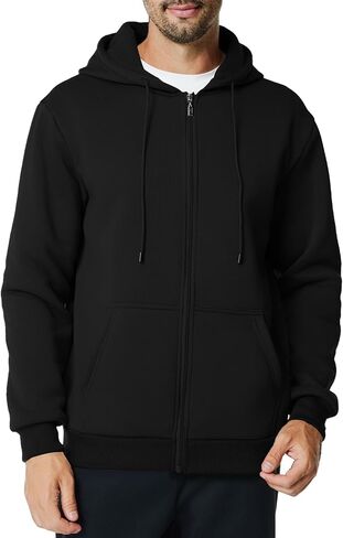 Mens Zip Up Hoodie Long Sleeve Fleece Casual Hooded Sweatshirts Athletic Full Zip Jacket with Pockets in Kuwait