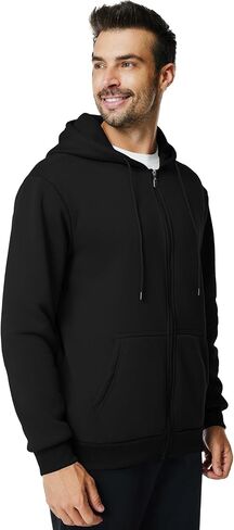 Mens Zip Up Hoodie Long Sleeve Fleece Casual Hooded Sweatshirts Athletic Full Zip Jacket with Pockets in Kuwait