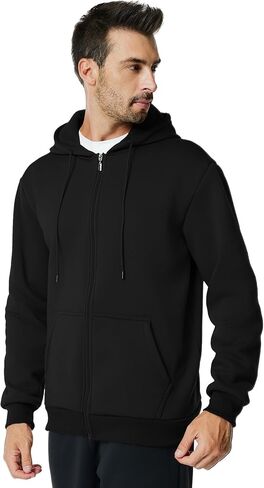 Mens Zip Up Hoodie Long Sleeve Fleece Casual Hooded Sweatshirts Athletic Full Zip Jacket with Pockets in Kuwait
