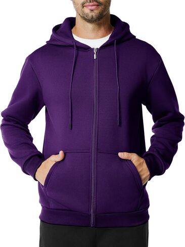 Mens Zip Up Hoodie Long Sleeve Fleece Casual Hooded Sweatshirts Athletic Full Zip Jacket with Pockets in Kuwait