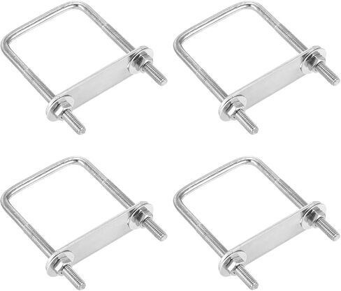 M6x50x80mm U Bolts Square Kit - 4Set - 304 Stainless Steel U-Bolt Kit with Nuts, Washers, Frame Plate - Good for Pipe, Trailer, Automotive, Leaf Spring Fastener in Saudi Arabia