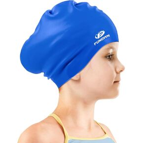 قبعات سباحة من السيليكون للشعر الطويل، تناسب الشعر الطويل والشعر القصير المجعد، قبعات سباحة من السيليكون الصلب مقاومة للماء وسهلة الارتداء والخلع للفتيات والأولاد والبالغين والشباب in Kuwait