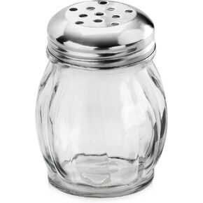 New Star Foodservice 22377 Glass Swirl Cheese Shaker with Stainless Steel Perforated Top, 6-Ounce, Set of 12