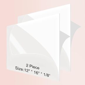 Black Acrylic Sheets 18" x 24" x 1/8, 2 Pack White Cast Plexiglass Sheet Glass Alternative for DIY Display Projects Craft Painting,Easy Cutting