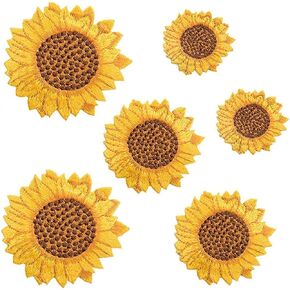 6 Pcs Van Gogh Sunflower Iron On Patches for Backpacks, Hats, DIY Sew on Applique Patch, Vintage Embroidered Patches for Repair Clothes, Jackets, Jeans