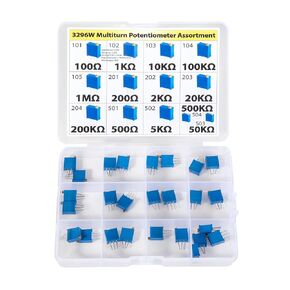 Trim Trimmer Potentiometer Assortment RM065, 3296W, 3362P, RM063 All 100Ω 1K 10K 100K 1M 200Ω 2K 20K 200K 500Ω 5K 50K